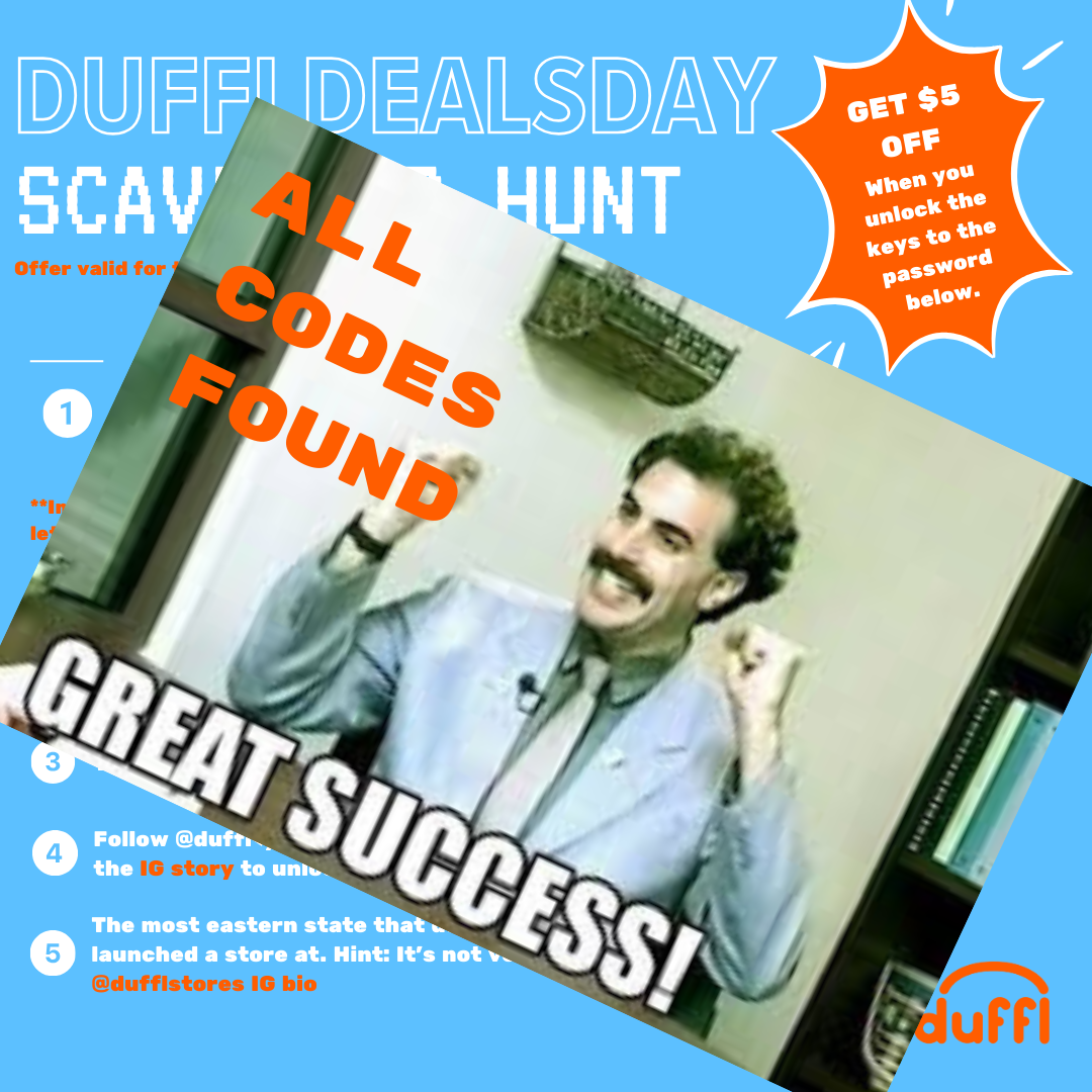 Scavenger hunt clue for Duffldealsday